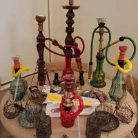 ۶تا قلیون یه ساک پر لوازم 3ملیون قلیان برنجی چوبی