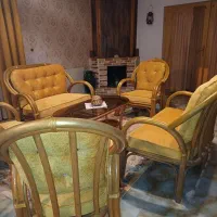 مبل وصتدلی  از چوب بامبو با روکش مخمل