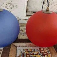 لوستر تک شاخه سقفی گرد قرمز و آبی