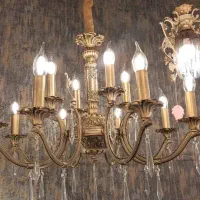 لوسترارکیده تمام برنجی وسنگی برنجی 8و12شاخه|لوستر و چراغ آویز|اصفهان, چرخاب|دیوار