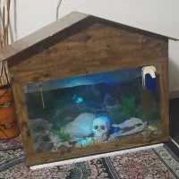 آکواریوم ماهی باتمام لوازم برقی و تزعینی