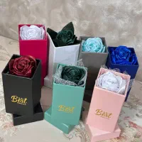 گل رز / روبان ساتن/ تنوع رنگی/ باکس/ بوکت تک شاخه