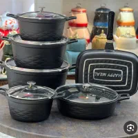 سرویس قابلمه چدن گرانیت نالینو ۱۲ پارچه|ظروف پخت‌وپز|قم, نیروگاه|دیوار