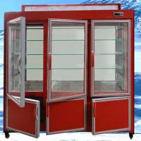 فروشنده خریدار یخچال مغازه ویترین ایستاده