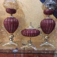 چراغ برنز -لاله-لامپا سه تیکه زرشکی