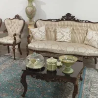 فروش مبل 9نفره با میز ناهار خوری 8نفره استیل