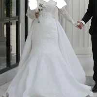 لباس عروس مدل ماهی دانتل فرانسه دودامنه شنل رایگان|لباس|پاکدشت, پاکدشت (مامازند)|دیوار