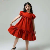 پیراهن دخترانه به همراه پاپیون مناسب ۲ تا ۱۴ سال