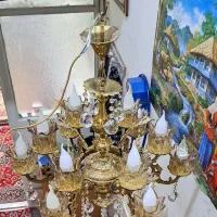 لوستر سفارشی ساز ۱۲ لاله برنز اصل|لوستر و چراغ آویز|قم, وادی السلام|دیوار