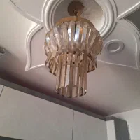 لوستر کریستال شیشه دودی دو طبقه