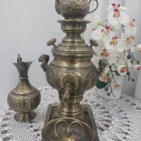 سماور برنجی زغالی سیاه قلم