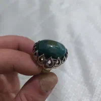 انگشتر عقیق سبز خراسان نقره و رکاب دور اشکی|جواهرات|آستانه اشرفیه, |دیوار