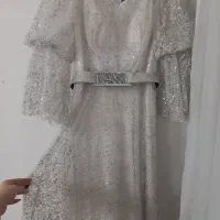 لباس مجلسی نقره ای سفید شاین پولک 44 46 48|لباس|قرچک, مهدیه|دیوار