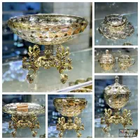 سرویس زیبای اکومارین شامپاین پایه نخلی