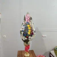 گل مصنوعی بزرگ گلدان طلایی مناسب دکور و خواستگاری