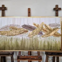 تابلو نقاشی فوق برجسته پرهای طلایی|تابلو، نقاشی، عکس|تهران, عباس‌آباد|دیوار