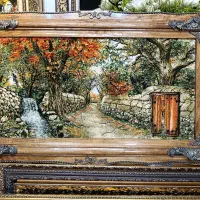 تابلو فرش دستباف تبریز کوچه باغ برجسته 150×90