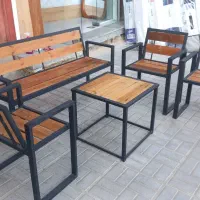 ست میز و صندلی فلزی چوبی مخصوص تراس، حیاط،و کافه|صندلی و نیمکت|بوشهر, |دیوار