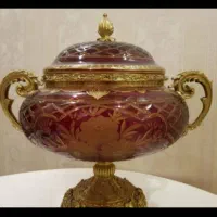 ظرف دکوری انتیک پایه دار تراشدار دوپوست پایه برنز|صنایع دستی و سایر لوازم تزئینی|تهران, پاسداران|دیوار