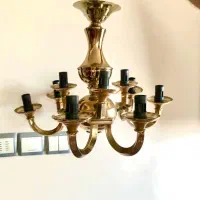 دو لوستر فلزی طلایی تمیز و آماده نصب