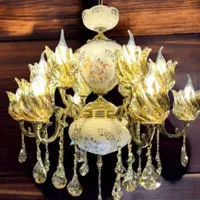 لوستر سرامیکی ترکیبی برنز چهارشاخه