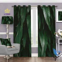 پرده طرح برگ سبز