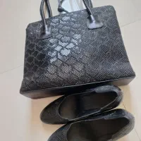 کفش و کیف چرم مشکی نو هس