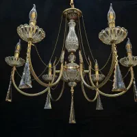 لوستر بلورکریستال/لوستر6شاخه/لوسترنئوکلاسیک برنجی/