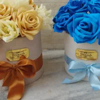 باکس و دسته گل های روبانی فومی و کاغذی