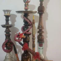 قلیان برنجی و چوبی