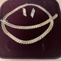 سرویس طلا سفید تراش دار بدون نگین