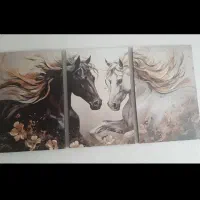 تابلو اسب سه تیکه بزرگ|تابلو، نقاشی، عکس|رباط‌کریم, رباط‌کریم|دیوار