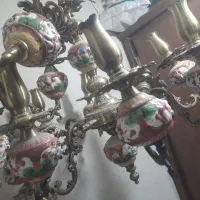 لوستر برنز قدیمی با چینی فرانسوی