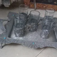 دو دست استکان و دو دست انگاره و دو سینی پیوتر اصل|ظروف سرو و پذیرایی|تهران, تهرانپارس جنوبی|دیوار