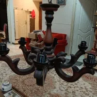 یک جفت لوستر ۶شاخه  چوبی