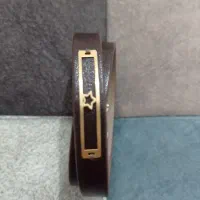 دستبند چرم با طلا
