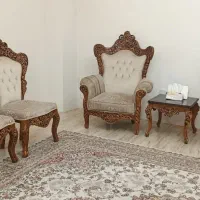 مبل ۹ نفره سلطنتی قهوه‌ای سفید شیری|مبلمان خانگی و میز عسلی|محمدشهر, محمدشهر|دیوار