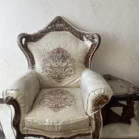 مبل استیل- چوب اصل- ۷نفره- فندوقی|مبلمان خانگی و میز عسلی|تهران, شهرک امید|دیوار