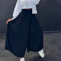 شلوار پلیسه ساتن رنگ سورمه ای|لباس|مهر, |دیوار