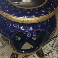 یک جفت گلمیز (پایه) سرمه آیی آب طلا کاری شده