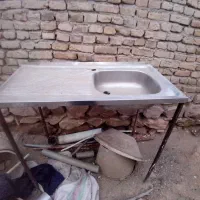 سینک ظرفشویی تک لگن سالم باپایه ی آهنی مناسب مغازه