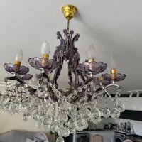 لوستر کریستال بنفش|لوستر و چراغ آویز|اصفهان, جاوان|دیوار