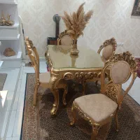 میز نهار خوری ورق طلا