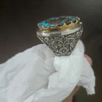 انگشتر فیروزه دست ساز کلکسیونی قلم زنی شده نو|بدلیجات|تهران, حبیب الله|دیوار