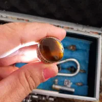 انگشتر نقره عقیق یمن اصل و کهنه و مهره گبری