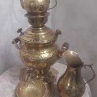 سماور ذغالی۶ لیتری همراه با سینی ،قوری،کاسه و پارچ