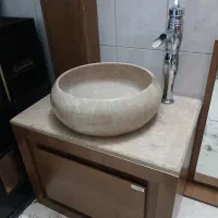 روشویی سنگی با شیر فانتزی آینه و باکس درحدنو