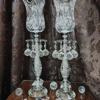 شمعدان کریستال اصل بوهمیا چک با بدنه برنجی