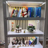 قفسه کتاب و گل چراغدار