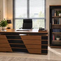 میز مدیریت با کتابخانه
